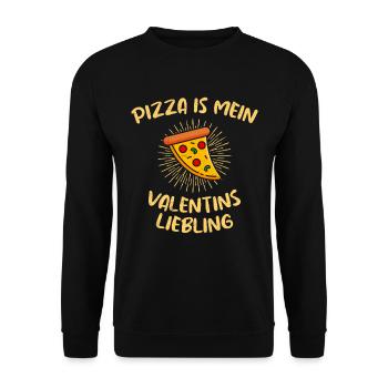 Pizza is my Valentine Fast Food Lover Valentinstag - Unisex Pullover - Schwarz - Vorne - Alina (178cm) & Michal (187cm)