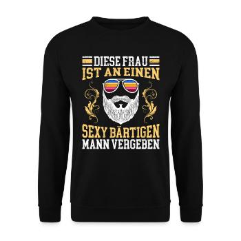 Vergeben an einen sexy bärtigen Mann Valentinstag - Unisex Pullover - Schwarz - Vorne - Alina (178cm) & Michal (187cm)