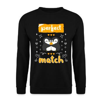 Perfect Match! Penguin Love Valentine's Day - Unisex Sweatshirt - black - Front - Alina (178cm) & Michal (187cm)