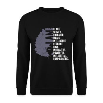 Femme Pouvoir Femme Noire Femme Africaine - Sweat-shirt Unisexe - noir - Devant - Alina (178cm) & Michal (187cm)