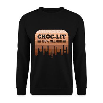 Choc-lit Chocolat 100% Mélanine Couleur de la peau Afrique - Sweat-shirt Unisexe - noir - Devant - Alina (178cm) & Michal (187cm)
