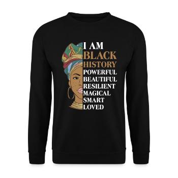 Black History a strong African woman - Unisex Sweatshirt - black - Front - Alina (178cm) & Michal (187cm)