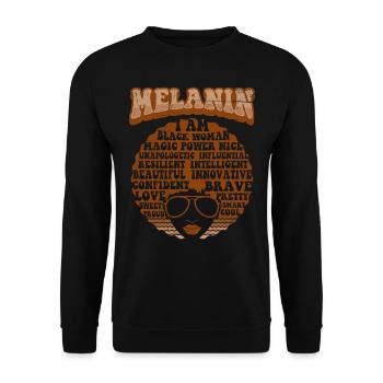 Mélanine Afro Cheveux Je suis une femme africaine - Sweat-shirt Unisexe - noir - Devant - Alina (178cm) & Michal (187cm)