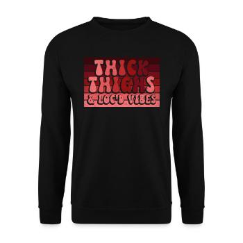 Cuisses épaisses et Loc d Vibes Femme Africaine - Sweat-shirt Unisexe - noir - Devant - Alina (178cm) & Michal (187cm)