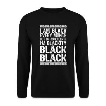 Ich bin schwarz Juneteenth Afrikanische Frau - Unisex Pullover - Schwarz - Vorne - Alina (178cm) & Michal (187cm)