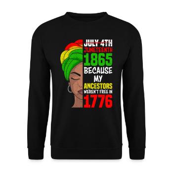 Celebrate Juneteenth Amerika Afrikanische Frau - Unisex Pullover - Schwarz - Vorne - Alina (178cm) & Michal (187cm)