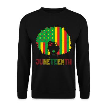 Juneteenth Independence America African Woman - Unisex Sweatshirt - black - Front - Alina (178cm) & Michal (187cm)
