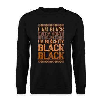 Ich bin schwarz Juneteenth Afrikanische Frau - Unisex Pullover - Schwarz - Vorne - Alina (178cm) & Michal (187cm)