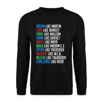 Black History Martin Luther King Afrika - Unisex Pullover - Schwarz - Vorne - Alina (178cm) & Michal (187cm)