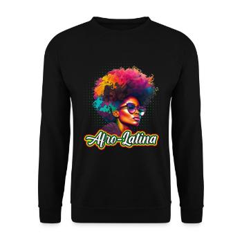 Afro Haare Afro Latina Afrikanische Frau - Unisex Pullover - Schwarz - Vorne - Alina (178cm) & Michal (187cm)
