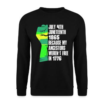 Juneteenth frei seit 1865 Black History USA Afrika - Unisex Pullover - Schwarz - Vorne - Alina (178cm) & Michal (187cm)
