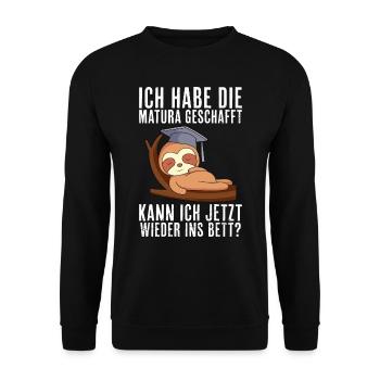 Maturant Matura geschafft kann ich jetzt ins Bett? - Unisex Pullover - Schwarz - Vorne - Alina (178cm) & Michal (187cm)
