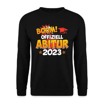 Offiziell Abitur 2023 Abiturienten - Unisex Pullover - Schwarz - Vorne - Alina (178cm) & Michal (187cm)