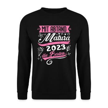 Matura 2023 mit Abstand die Besten Maturanten - Unisex Pullover - Schwarz - Vorne - Alina (178cm) & Michal (187cm)