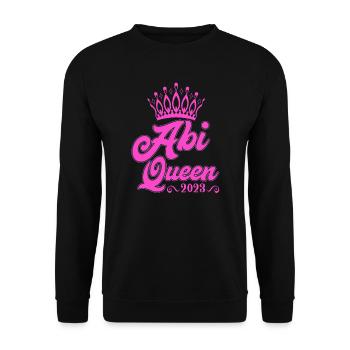 Abi 2023 Abiturienten Queen Abiturientin - Unisex Pullover - Schwarz - Vorne - Alina (178cm) & Michal (187cm)