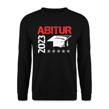 Abitur 2023 geschafft Abi Abiturient - Unisex Pullover - Schwarz - Vorne - Alina (178cm) & Michal (187cm)