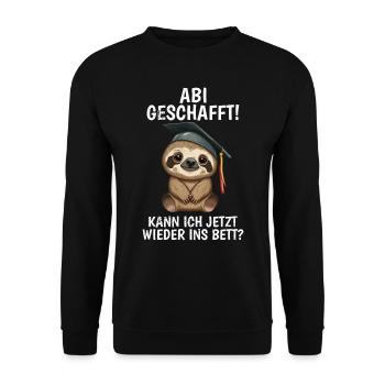 Abi geschafft Abitur Abschluss Abiturienten - Unisex Pullover - Schwarz - Vorne - Alina (178cm) & Michal (187cm)