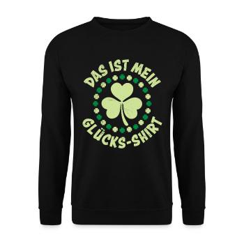 Mein Glücks-Shirt Kleeblatt St Patrick s Day - Unisex Pullover - Schwarz - Vorne - Alina (178cm) & Michal (187cm)