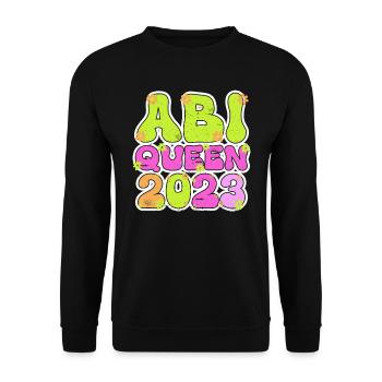 Abi Queen 2023 Abiturientin - Unisex Pullover - Schwarz - Vorne - Alina (178cm) & Michal (187cm)