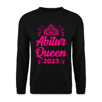 Abitur Queen 2023 Abi Abiturientin - Unisex Pullover - Schwarz - Vorne - Alina (178cm) & Michal (187cm)