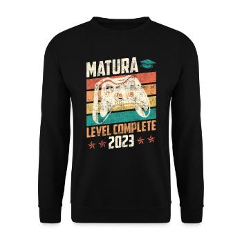 Matura Level complete Maturanten Gamer - Unisex Pullover - Schwarz - Vorne - Alina (178cm) & Michal (187cm)