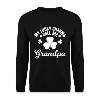 My lucky charms call me Grandpa - Unisex Sweatshirt - black - Front - Alina (178cm) & Michal (187cm)