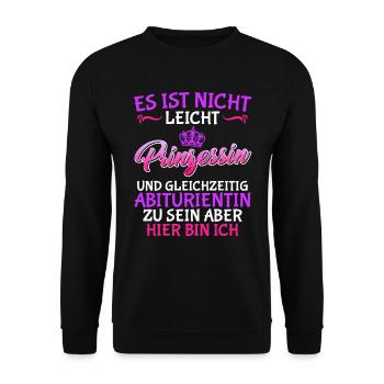 Prinzessin und Abiturientin Abitur 2023 - Unisex Pullover - Schwarz - Vorne - Alina (178cm) & Michal (187cm)
