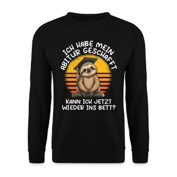 Abi geschafft Abitur Abschluss Abiturienten - Unisex Pullover - Schwarz - Vorne - Alina (178cm) & Michal (187cm)