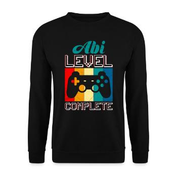 Abitur Level complete Abi 2023 Gamer - Unisex Pullover - Schwarz - Vorne - Alina (178cm) & Michal (187cm)
