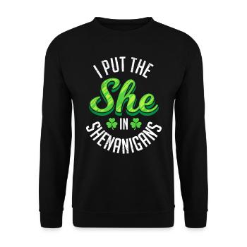 J’ai mis la elle dans Shenanigans St Patrick’s Day - Sweat-shirt Unisexe - noir - Devant - Alina (178cm) & Michal (187cm)