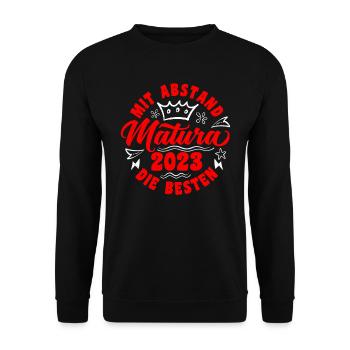 Mit Abstand die Besten Matura 2023 Maturant - Unisex Pullover - Schwarz - Vorne - Alina (178cm) & Michal (187cm)