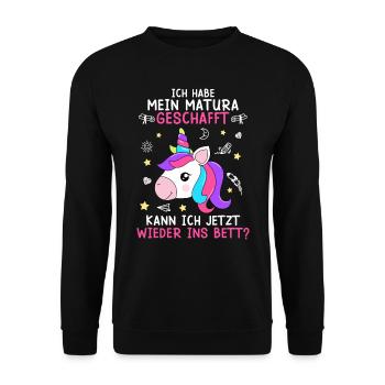 Maturant 2023 kann ich wieder ins Bett? - Unisex Pullover - Schwarz - Vorne - Alina (178cm) & Michal (187cm)