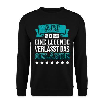 Abi 2023 eine Legende verlässt das Gelände Abitur - Unisex Pullover - Schwarz - Vorne - Alina (178cm) & Michal (187cm)