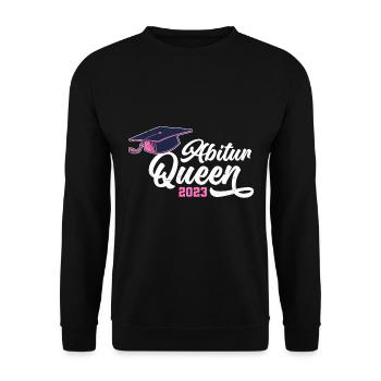 Abi Queen Abiturientin Abitur 2023 - Unisex Pullover - Schwarz - Vorne - Alina (178cm) & Michal (187cm)