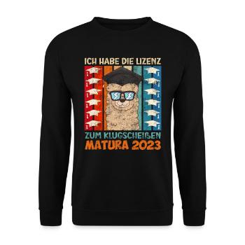 Matura geschafft Lizenz zum Klugscheißen Matura - Unisex Pullover - Schwarz - Vorne - Alina (178cm) & Michal (187cm)