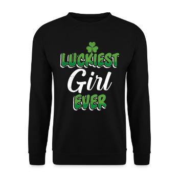 La Saint-Patrick dit la fille la plus chanceuse de tous les temps - Sweat-shirt Unisexe - noir - Devant - Alina (178cm) & Michal (187cm)