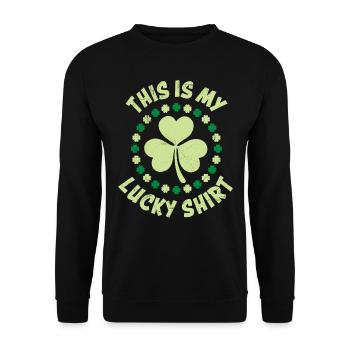 Mein Glücks-Shirt Kleeblatt St Patrick's Day - Unisex Pullover - Schwarz - Vorne - Alina (178cm) & Michal (187cm)