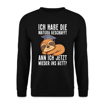 Maturant Matura geschafft kann ich jetzt ins Bett? - Unisex Pullover - Schwarz - Vorne - Alina (178cm) & Michal (187cm)