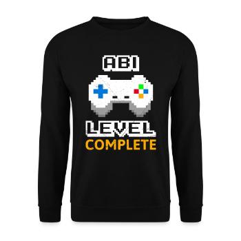 Abitur Level complete Abi 2023 Gamer - Unisex Pullover - Schwarz - Vorne - Alina (178cm) & Michal (187cm)