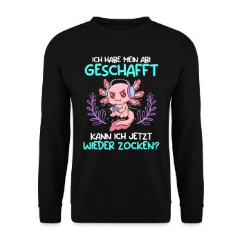 Abi geschafft kann ich jetzt wieder zocken? Abitur - Unisex Pullover - Schwarz - Vorne - Alina (178cm) & Michal (187cm)