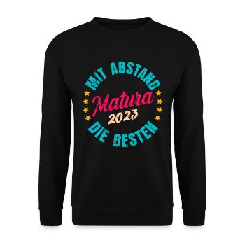 Mit Abstand die besten Matura 2023 Maturanten - Unisex Pullover - Schwarz - Vorne - Alina (178cm) & Michal (187cm)