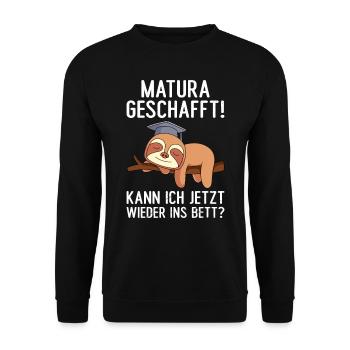 Maturant Matura geschafft kann ich jetzt ins Bett? - Unisex Pullover - Schwarz - Vorne - Alina (178cm) & Michal (187cm)