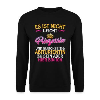 Prinzessin und Abiturientin Abitur 2023 - Unisex Pullover - Schwarz - Vorne - Alina (178cm) & Michal (187cm)
