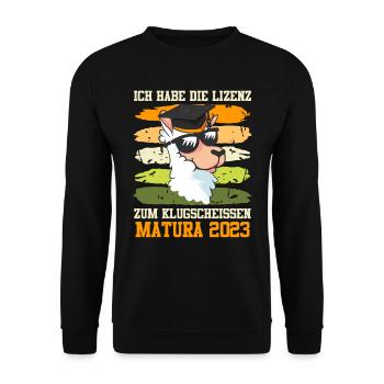 Matura geschafft Lizenz zum Klugscheißen Matura - Unisex Pullover - Schwarz - Vorne - Alina (178cm) & Michal (187cm)