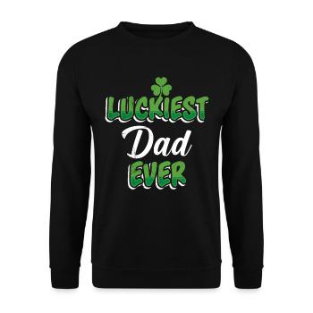 St. Patrick's Day Saying Luckiest Dad ever - Unisex Sweatshirt - black - Front - Alina (178cm) & Michal (187cm)