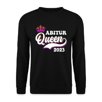 Abitur Queen 2023 Abi Abiturientin - Unisex Pullover - Schwarz - Vorne - Alina (178cm) & Michal (187cm)