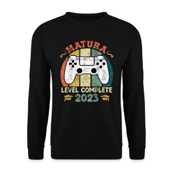 Matura Level complete Maturanten Gamer - Unisex Pullover - Schwarz - Vorne - Alina (178cm) & Michal (187cm)