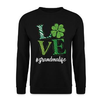 Love Grandma life Oma St. Patrick's Day Oma - Unisex Sweatshirt - black - Front - Alina (178cm) & Michal (187cm)