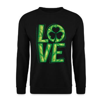 Kleeblatt Glücksbringer St. Patrick’s Day - Unisex Pullover - Schwarz - Vorne - Alina (178cm) & Michal (187cm)