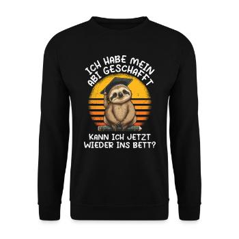Abi geschafft Abitur Abschluss Abiturienten - Unisex Pullover - Schwarz - Vorne - Alina (178cm) & Michal (187cm)